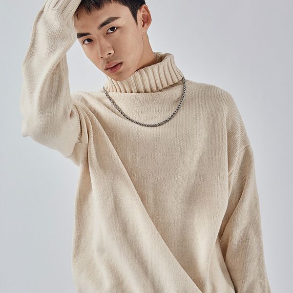 men's sweaters autumn winter beige sweater men high collar boys pullover oversize loose thick warm knitted turtleneck fashion knitwear, White;black
men's sweaters autumn winter beige sweater men high collar boys pullover oversize loose thick warm knitted turtleneck fashion knitwear, White;black