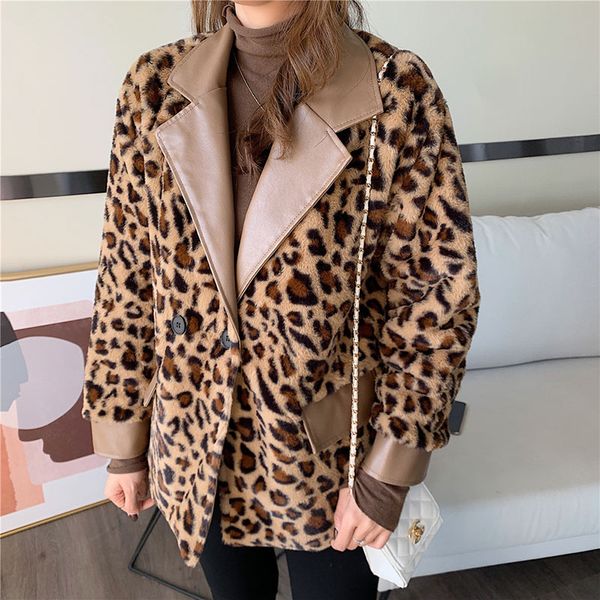 2020 fall coat women cotton faux fur leopard leather spliced jacket warm motorcycle long sleeve thick coat female winter my294, Black
2020 fall coat women cotton faux fur leopard leather spliced jacket warm motorcycle long sleeve thick coat female winter my294, Black