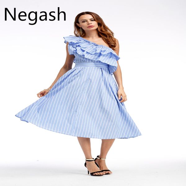 negash new design striped dress women off shoulder 2018 fashion short sleeve slash neck ruffles stripe dress beach vestidos, Black;gray
negash new design striped dress women off shoulder 2018 fashion short sleeve slash neck ruffles stripe dress beach vestidos, Black;gray
