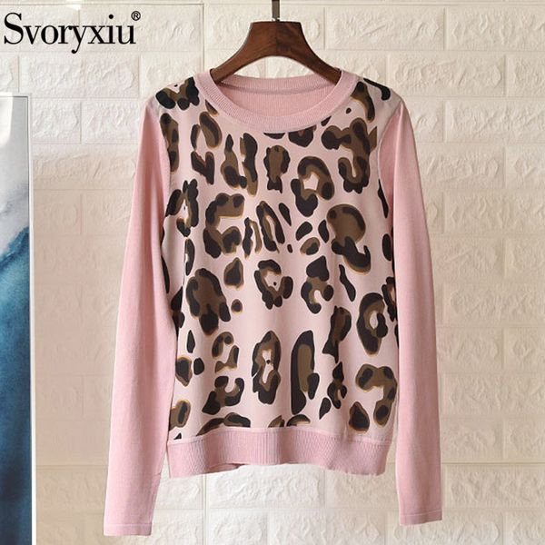 svoryxiu fashion silk pink leopard print patchwork knitting pullover women's spring summer long sleeve thin sweater, White;black
svoryxiu fashion silk pink leopard print patchwork knitting pullover women's spring summer long sleeve thin sweater, White;black