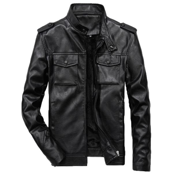 men's autumn winter casual long sleeve solid stand collar pocket zipper leather jacket h0821, Black;brown
men's autumn winter casual long sleeve solid stand collar pocket zipper leather jacket h0821, Black;brown
