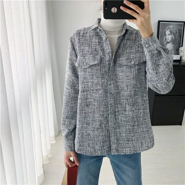 2020 new loose women's linen blouse tweed single-breasted shirt female double pockets irregular shirts and, White
2020 new loose women's linen blouse tweed single-breasted shirt female double pockets irregular shirts and, White