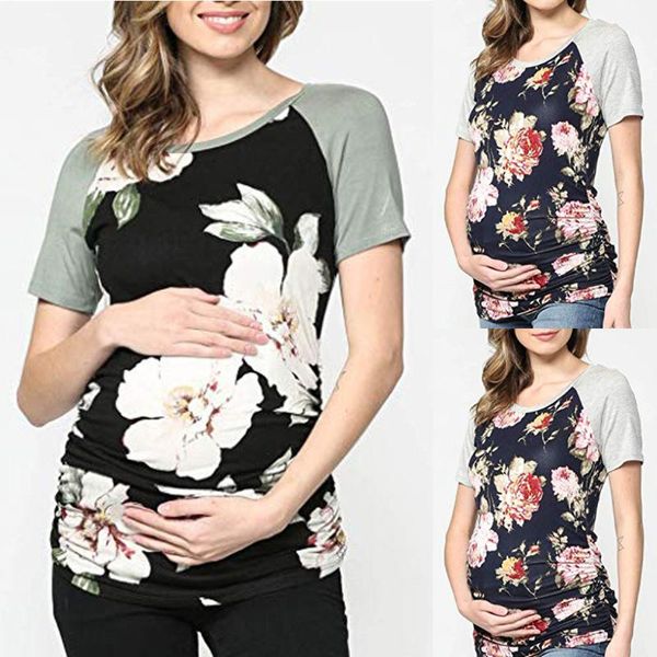 cross border for europe and america pregnant women selling t-shirt flower digital printing joint solid color short sleeve cr, White
cross border for europe and america pregnant women selling t-shirt flower digital printing joint solid color short sleeve cr, White