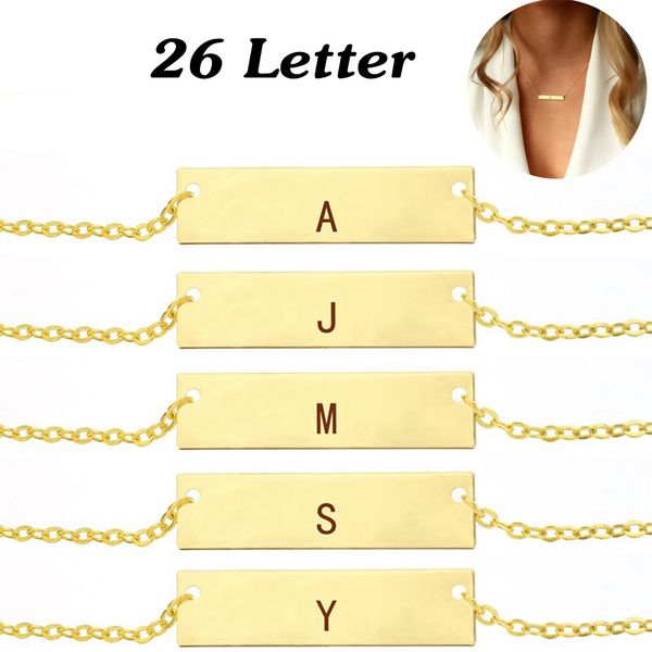 26 letters engraved gold color choker necklace men women alphabet initial letter personalized bar necklace pendant, Golden;silver
26 letters engraved gold color choker necklace men women alphabet initial letter personalized bar necklace pendant, Golden;silver