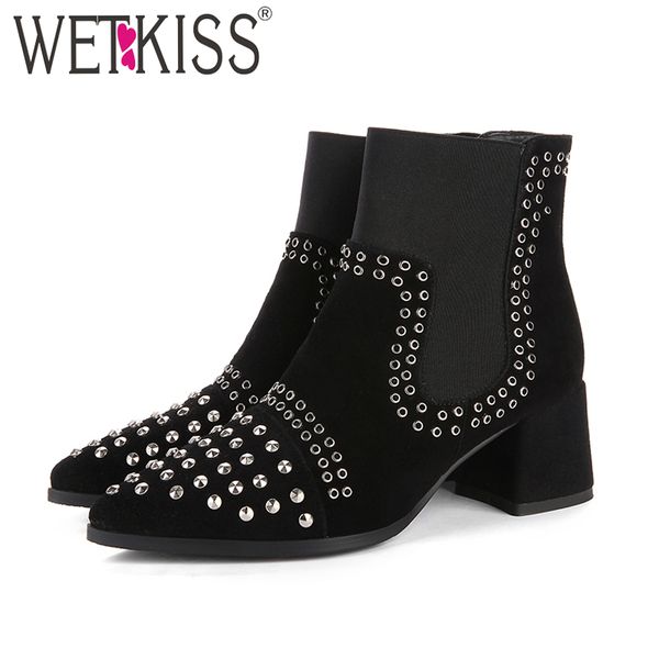 wetkiss thick heels women ankle boots pointed toe rivet footwear elastic high heels female boot stud shoes woman spring 2019 new, Black
wetkiss thick heels women ankle boots pointed toe rivet footwear elastic high heels female boot stud shoes woman spring 2019 new, Black