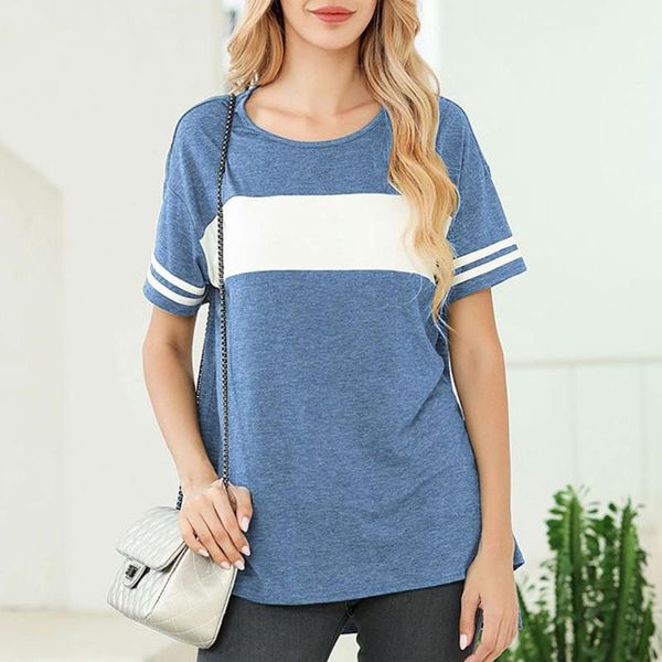 color block women's blouse 2020 summer fashion short sleeve shirt casual o neck side split high low tunic bluzki damskie, White
color block women's blouse 2020 summer fashion short sleeve shirt casual o neck side split high low tunic bluzki damskie, White