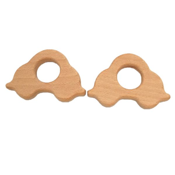 4pcs Wooden Car Teethers Nature Baby Teething Toy Organic Wood Teething Holder Nursing Baby Teether Soothers Party Favor