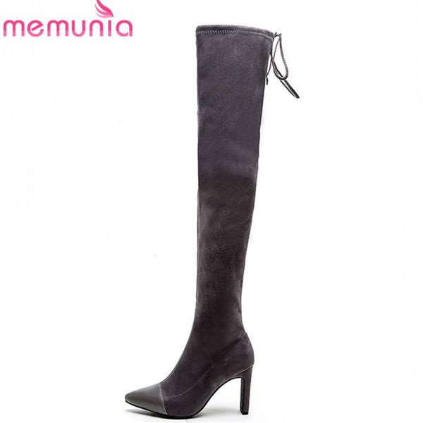 memunia 2020 thigh high over the knee boots women pointed toe genuine leather boots fashion thin heels prom shoes, Black
memunia 2020 thigh high over the knee boots women pointed toe genuine leather boots fashion thin heels prom shoes, Black