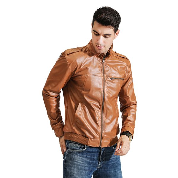 selling men's leather clothing stand collar pu leather jacket europe and america zipper slim fit washing coat men au, Black
selling men's leather clothing stand collar pu leather jacket europe and america zipper slim fit washing coat men au, Black