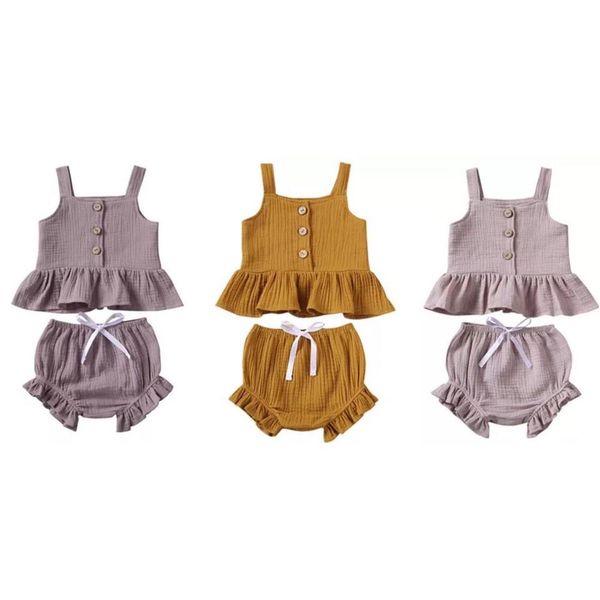 2020 baby summer clothing 1-5years kid newborn baby girls button sleeveless tank + mini pp shorts outfits 2pcs set
2020 baby summer clothing 1-5years kid newborn baby girls button sleeveless tank + mini pp shorts outfits 2pcs set