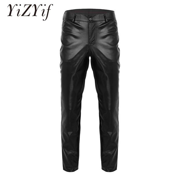 mens wet look pencil pants pu leather slim fit stretchy mid rise tight trousers male moto biker club business casual long pants, Black
mens wet look pencil pants pu leather slim fit stretchy mid rise tight trousers male moto biker club business casual long pants, Black