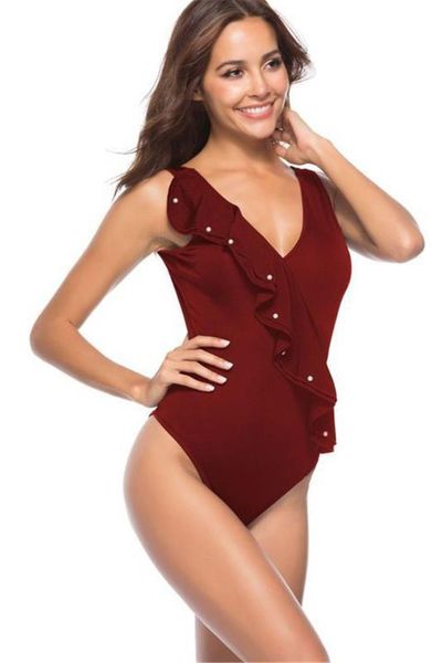 one piece swimsuit v neck sleeveless open back ruffled bikini swimwear womens designer summer, White;black
one piece swimsuit v neck sleeveless open back ruffled bikini swimwear womens designer summer, White;black