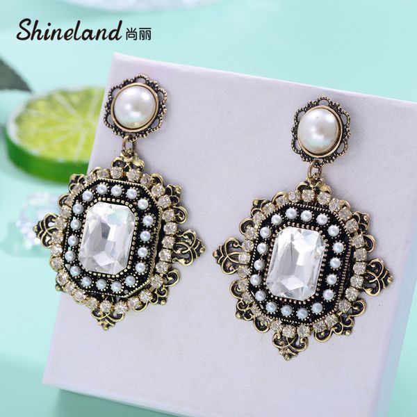 shineland retro crystal simulated pearl drop dangle earrings for women vintage big brincos jewelry wholesale clearance, Silver
shineland retro crystal simulated pearl drop dangle earrings for women vintage big brincos jewelry wholesale clearance, Silver