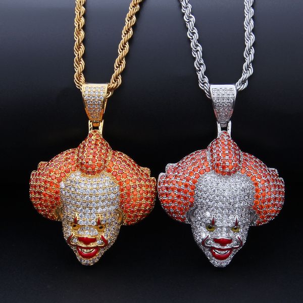 cuban link chains hip-hop jewelry clown soul-returning doll mask pendant micro-inlaid zircon color dripping oil men's fashion pendant, Silver
cuban link chains hip-hop jewelry clown soul-returning doll mask pendant micro-inlaid zircon color dripping oil men's fashion pendant, Silver