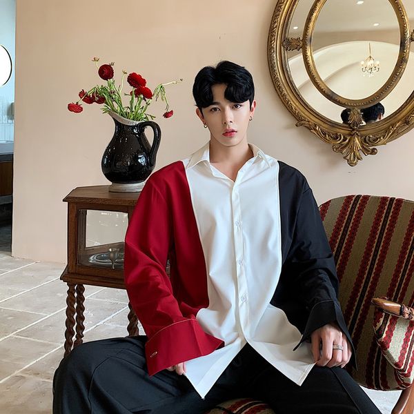 new summer men fashion contrast color splice business casual seven-quarter sleeve shirt men streetwear hip hop party dress shirt, White;black
new summer men fashion contrast color splice business casual seven-quarter sleeve shirt men streetwear hip hop party dress shirt, White;black
