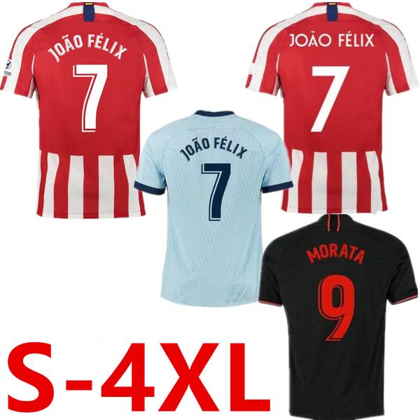 19 20 joão félix atletico de madrid soccer jerseys 2019 2020 llorente camiseta de fútbol football soccer shirt 3xl 4xl jerseys joao felix, Black;yellow