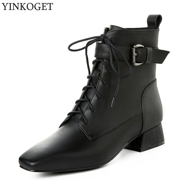 yinkoget thick heel genuine leather women fashion high boots casual solid ankle boot autumn winter leisure girl charming boots, Black
yinkoget thick heel genuine leather women fashion high boots casual solid ankle boot autumn winter leisure girl charming boots, Black