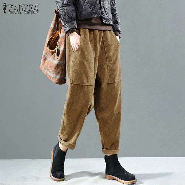 women autumn elastic waist corduroy pants solid long trousers zanzea vintage corduroy harem pants loose turnip pantalon casual, Black;white
women autumn elastic waist corduroy pants solid long trousers zanzea vintage corduroy harem pants loose turnip pantalon casual, Black;white