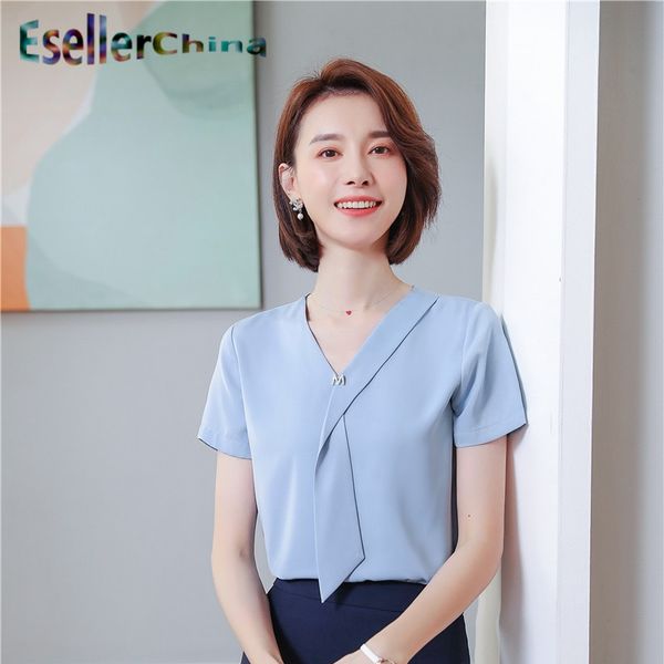 summer short sleeve women blouses shirts styles ladies office work wear blouse female clothes novelty blue, White
summer short sleeve women blouses shirts styles ladies office work wear blouse female clothes novelty blue, White