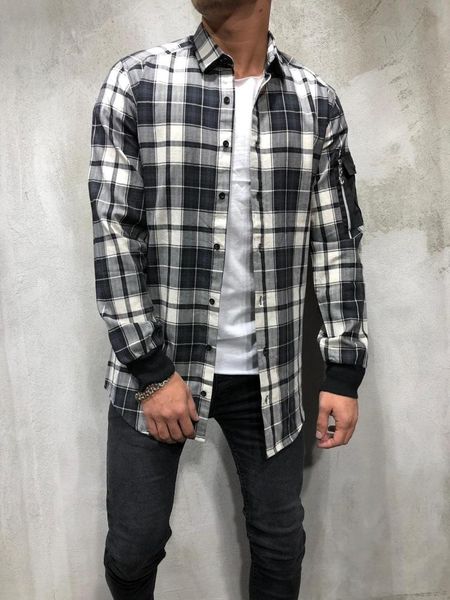 2019 new men plaid shirts checkered shirt fashion button down long sleeve casual shirts, White;black
2019 new men plaid shirts checkered shirt fashion button down long sleeve casual shirts, White;black