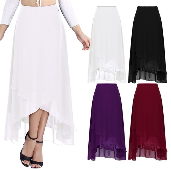 women ladies elegant summer high waist tulip hem solid color maxi long chiffon skirt for beach wedding evening party vacation, White;black
women ladies elegant summer high waist tulip hem solid color maxi long chiffon skirt for beach wedding evening party vacation, White;black