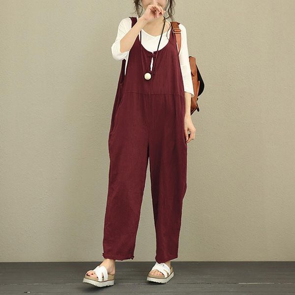 women's jumpsuits & rompers casual jumpsuit ladies loose linen cotton suspenders trousers women fashion belt sleeveless harem overall, Black;white
women's jumpsuits & rompers casual jumpsuit ladies loose linen cotton suspenders trousers women fashion belt sleeveless harem overall, Black;white
