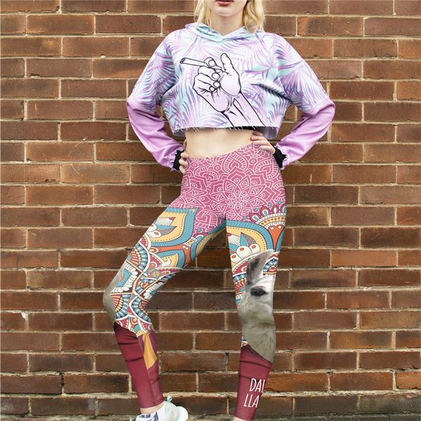europe and the united states 3d digital printing alpaca series nine pants women yoga leggings high waist female trouser, White;red
europe and the united states 3d digital printing alpaca series nine pants women yoga leggings high waist female trouser, White;red