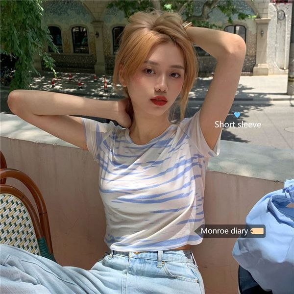ins short-sleeved t- t- shirt 2020 women's inner tie dyed ins slim versatile base shirt, White
ins short-sleeved t- t- shirt 2020 women's inner tie dyed ins slim versatile base shirt, White