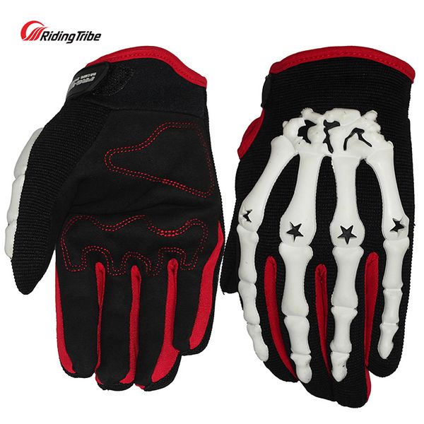 

riding tribe men's motorcycle skeleton gloves non-slip bike cycling motorcross moto hand protector guantes summer ce-04, Black