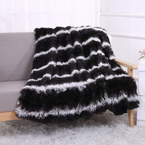 

super soft long shaggy fuzzy fur faux warm elegant cozy with fluffy sherpa throw blanket single double bed sofa printed blanket