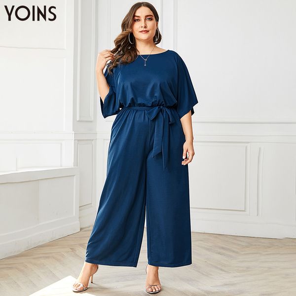 

yoins backless belt round neck button front half sleeves jumpsuits 2019 women casual rompers playsuits overalls plus size, Black;white