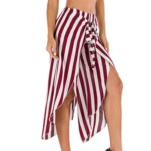 split striped lady wide leg pants women summer beach high waist trousers chic streetwear sash casual pants tassel female, Black;white
split striped lady wide leg pants women summer beach high waist trousers chic streetwear sash casual pants tassel female, Black;white