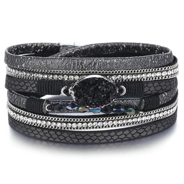european and american new fashion men's black artificial leather bracelet creative retro simple magnetic buckle bracelet, Golden;silver
european and american new fashion men's black artificial leather bracelet creative retro simple magnetic buckle bracelet, Golden;silver