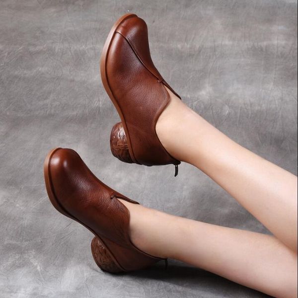 2020 new spring autumn genuine leather high heel shoes thick heels handmade shoe retro simple comfortable casual shoes, Black
2020 new spring autumn genuine leather high heel shoes thick heels handmade shoe retro simple comfortable casual shoes, Black