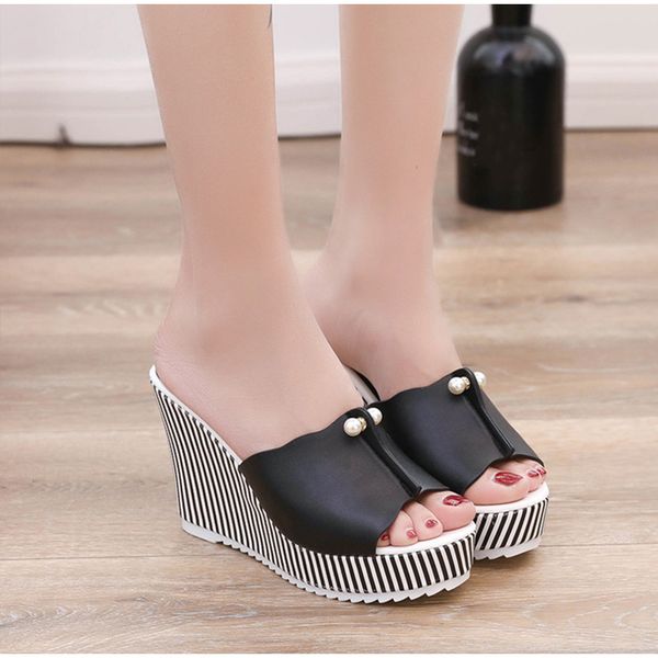woman high heels wedge slippers summer female platform stripe pearl sandals peep toe flip flops ladies casual shoes sandalias, Black
woman high heels wedge slippers summer female platform stripe pearl sandals peep toe flip flops ladies casual shoes sandalias, Black