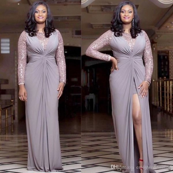 new designerafrican plus size sheath evening dresses sequins long sleeves front split chiffon formal dress evening wear party prom gowns, Black;red
new designerafrican plus size sheath evening dresses sequins long sleeves front split chiffon formal dress evening wear party prom gowns, Black;red