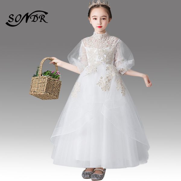 white princess ball gown ht152 half puff sleeve flower girl dress elegant embroidery girls first communion party decorations, Red;yellow
white princess ball gown ht152 half puff sleeve flower girl dress elegant embroidery girls first communion party decorations, Red;yellow