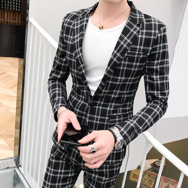 luxury british style casual business slim plaid printed men's suit groom wedding dress tuxedo men suit 2pcs/set, White;black
luxury british style casual business slim plaid printed men's suit groom wedding dress tuxedo men suit 2pcs/set, White;black