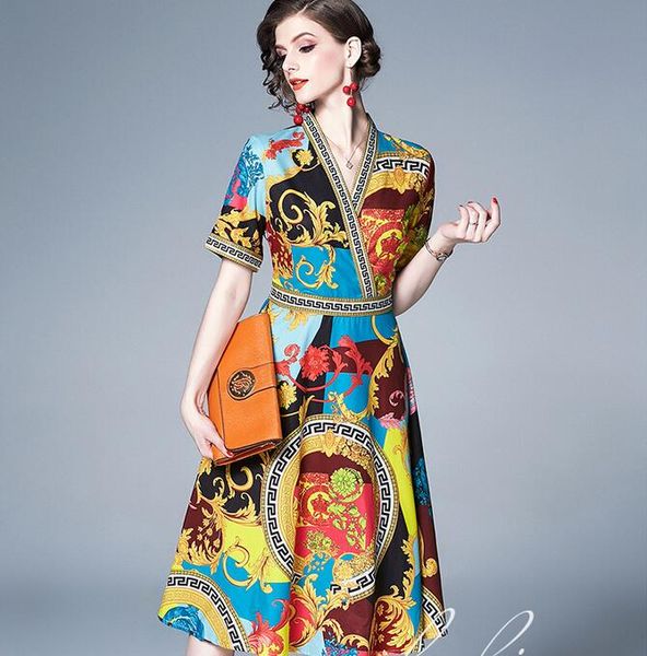 fresh fashion flora printed v-neck women dress a-line street style dresses knee-length short sleeve, Black;pink
fresh fashion flora printed v-neck women dress a-line street style dresses knee-length short sleeve, Black;pink