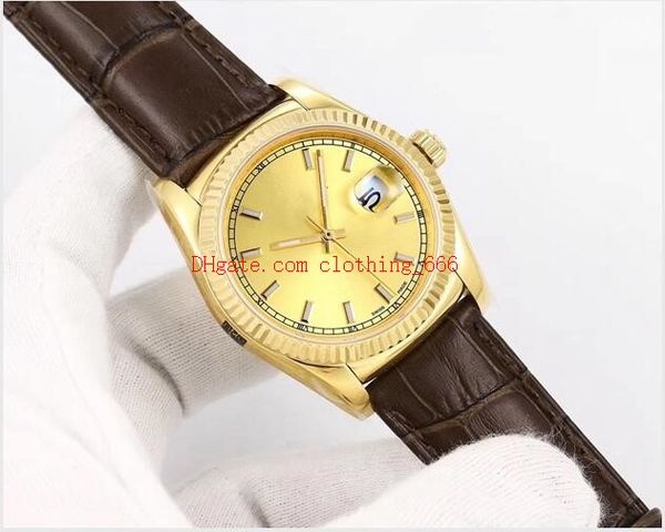 3 style 1118135 118138 118139 316l eta 2836 movement fluted 18k gold bezel 36mm alligator leather strap automatic mens watches, Slivery;brown
3 style 1118135 118138 118139 316l eta 2836 movement fluted 18k gold bezel 36mm alligator leather strap automatic mens watches, Slivery;brown