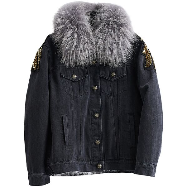 2020 new parker overcoat woman raccoon hair lead cowboy thickening keep warm leather and fur loose coat, Black
2020 new parker overcoat woman raccoon hair lead cowboy thickening keep warm leather and fur loose coat, Black