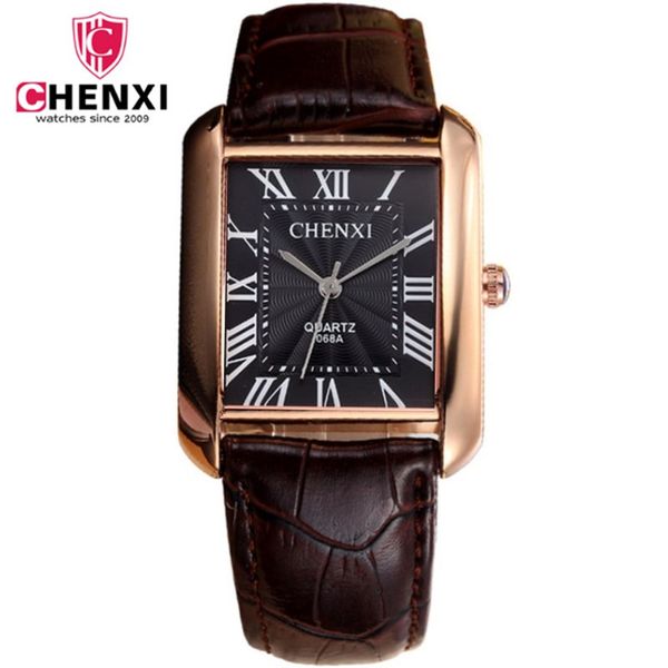 

fashion classic men's quartz watches chenxi luxury classic design rectangular male watches relogio masculino horloges erkek saat, Slivery;brown