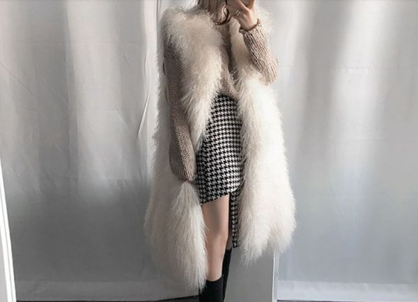 women fluffy long fur vest waistcoat elegant winter sleeveless faux fur outerwear female coats soft hairy overcoat, Black
women fluffy long fur vest waistcoat elegant winter sleeveless faux fur outerwear female coats soft hairy overcoat, Black