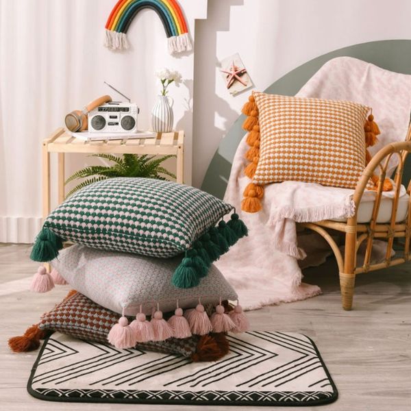 hand crochet knitted cushion cover green pink orange pillow cover with tassels home sofa bed living room 45x45cm pillowcase
hand crochet knitted cushion cover green pink orange pillow cover with tassels home sofa bed living room 45x45cm pillowcase