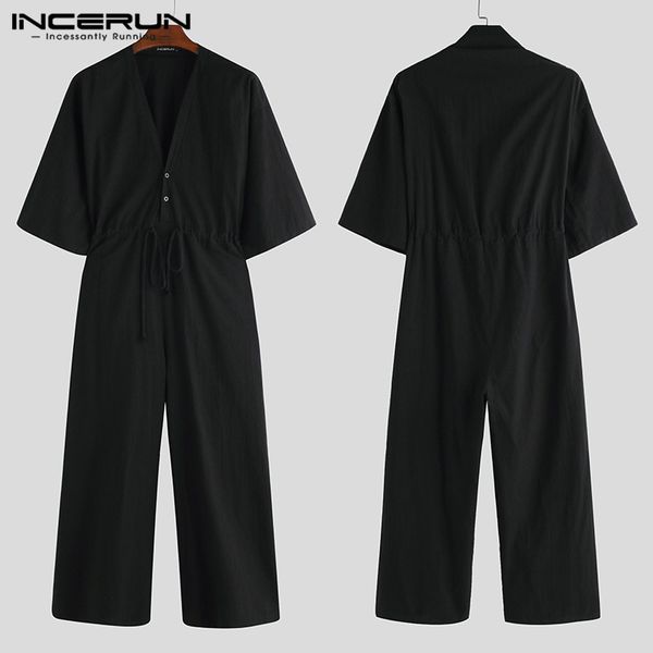 men's pants fashion men jumpsuit solid v neck chic loose casual romper half sleeve high street wide leg overalls incerun plus size, Black
men's pants fashion men jumpsuit solid v neck chic loose casual romper half sleeve high street wide leg overalls incerun plus size, Black