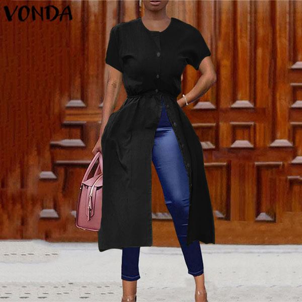 vonda women tunic blouse 2019 casual loose split hem party shirts office lady bohemian holiday blouse plus size blusa, White
vonda women tunic blouse 2019 casual loose split hem party shirts office lady bohemian holiday blouse plus size blusa, White