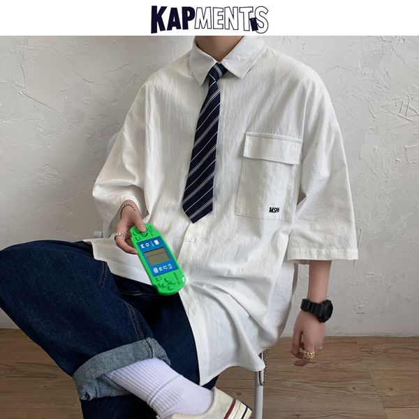 kapments men harajuku solid short sleeve 2020 mens cotton pocket streetwear loose shirt male korean fashions plus size clothing, White;black
kapments men harajuku solid short sleeve 2020 mens cotton pocket streetwear loose shirt male korean fashions plus size clothing, White;black