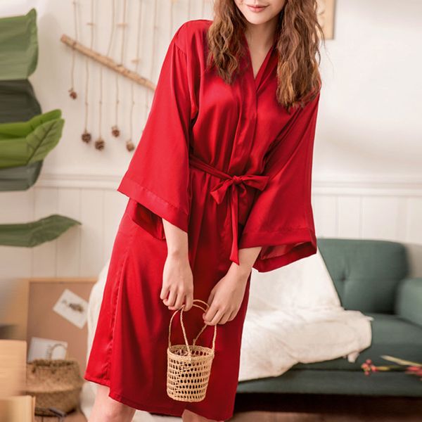 women sleepwear satin solid bandage long bathrobes ladies nightgown soft silk gown female bathrobe bridesmaid robes batas de sed, Black;red
women sleepwear satin solid bandage long bathrobes ladies nightgown soft silk gown female bathrobe bridesmaid robes batas de sed, Black;red