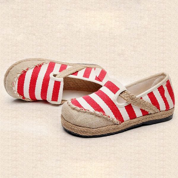 striped women casual cotton cloth loafers handmade slip on ladies thick hemp soled canvas flat shoes, Red;white
striped women casual cotton cloth loafers handmade slip on ladies thick hemp soled canvas flat shoes, Red;white
