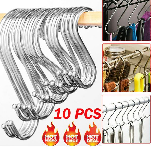 10x stainless steel metal s-shaped kitchen hanging hooks bar hanger holder tool clothes kitchen pot pan hooks
10x stainless steel metal s-shaped kitchen hanging hooks bar hanger holder tool clothes kitchen pot pan hooks